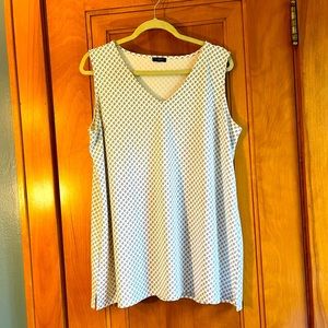 Talbots Plus cream with black pattern sleeveless top SZ 2X